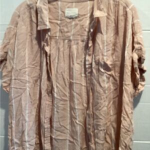 Ladies American Eagle Button up blouse pink and white size x large 16-18